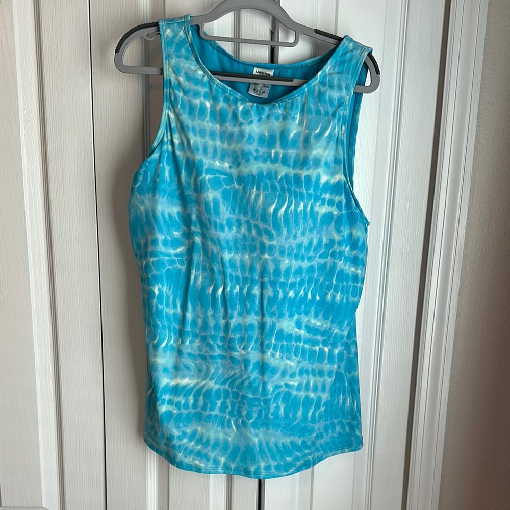Lands' End Blue Tie-Dye Tankini Top